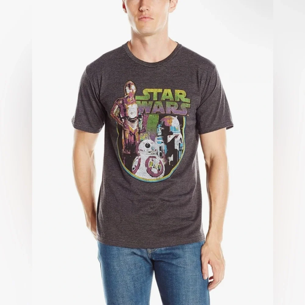 Star Wars Men’s Charcoal Gray‎ Episode Neon T-Shirt Small S